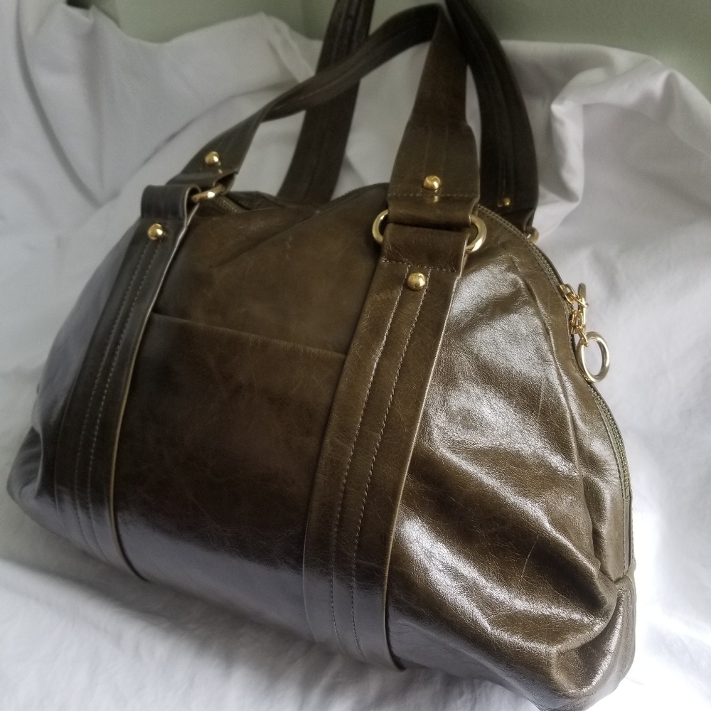 Sylvie Celine Olive Green Leather Shoulder Bag